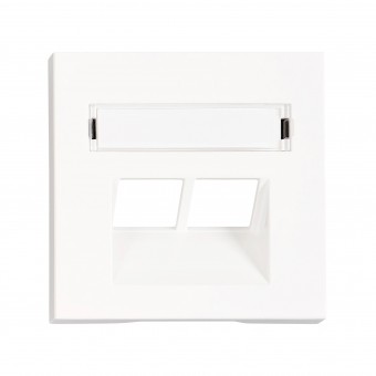 Masca 2*RJ45,cu fereastra de etichetare, alba
