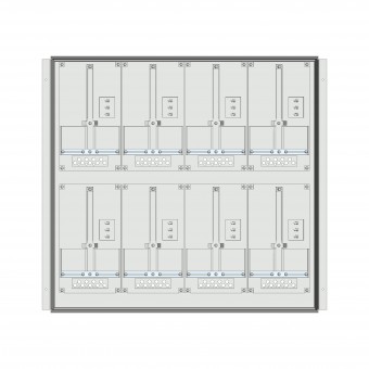 Meter box insert 2-rows, 8 meter boards / 18 Modul heights