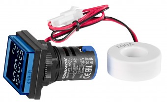 Multimetru, 22.5mm, 0-100A, 50-500VAC, albastru, drept.