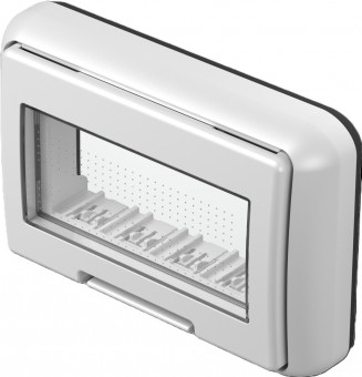 Outdoor surface mount box IP55, 4M, transparent lid, white