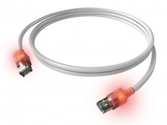 Patchcablu Cat6a cu LED ecranat RJ45 alb 10GB 7,5m