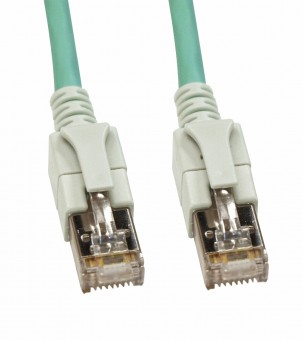 Patchcablu Cat6a cu LED ecranat RJ45 albastru-aqua 10GB 2m