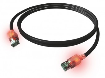 Patchcablu Cat6a cu LED ecranat RJ45 negru 10GB 1m