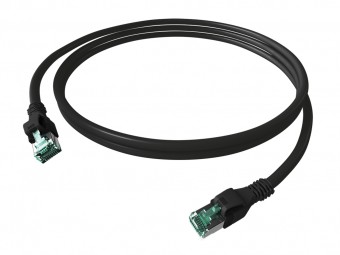 Patchcablu Cat.6a push pull ecranat RJ45 negru , LS0H, 1m