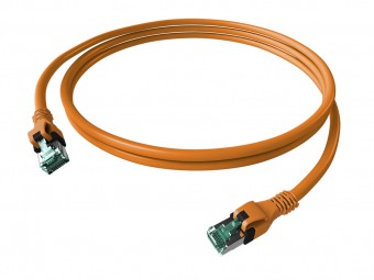 Patchcablu Cat.6a push pull ecranat RJ45 portocaliu, LS0H,1m