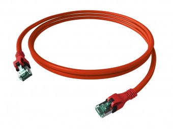Patchcablu Cat.6a push pull ecranat RJ45 rosu , LS0H, 10m