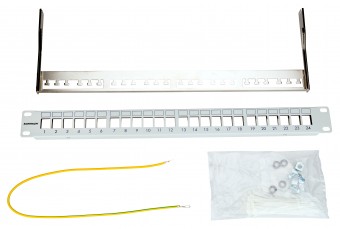 Patchpanel pt. 24 module TOOLLESS LINE, 1UH, 19, RAL7035