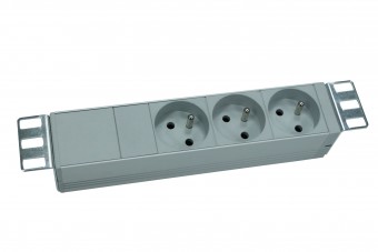PDU 10, 3x UTE, profil ALU 1U, cablu conexiune 2m, RAL7035