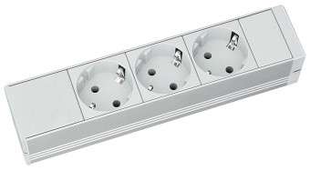 PDU 10, 3xSchuko, profil ALU 1U, cablu conexiune 2m,RAL7035