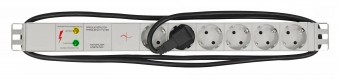PDU 19, 6xSchuko+prot.suprat+filtru f, ALU 1U, c 2m,RAL7035