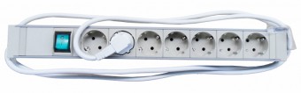 PDU 19, 7xSchuko+On/Off, profil PVC 1,25U, cablu 2m,RAL7035