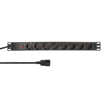 PDU 19, 8x Schuko, 1U, cablu 3m cu C14, negru