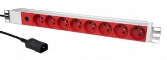 PDU 19 ptUPS, 8xUTE Rosu, Sig 10A, ALU 1U, cabl C14,RAL7035