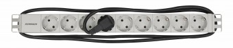 PDU 9xSchuko, 19, Profil ALU 1U, cablu 3m, RAL7035