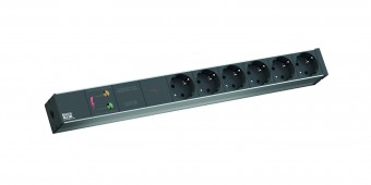 PDU19' 6xSchuko, 2 m fisa Schuko, AL - Negru,prot.,Filtru