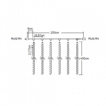 Perdea Extensibila 204 LED 21.6W 6400K 4M