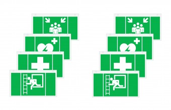 Pictograph set  first aid  vd: 22m (2x4 pcs.)