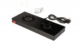 Placa 19 cu 2 ventilatoare, 1U, analogic, negru RAL 9005