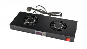 Placa 19 cu 2 ventilatoare, 1U, digital, negru RAL 9005