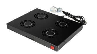 Placa 19 cu 4 ventilatoare, 1U, analogic, negru RAL 9005