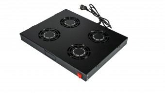 Placa 19 cu 4 ventilatoare, 1U, comutator, negru RAL 9005