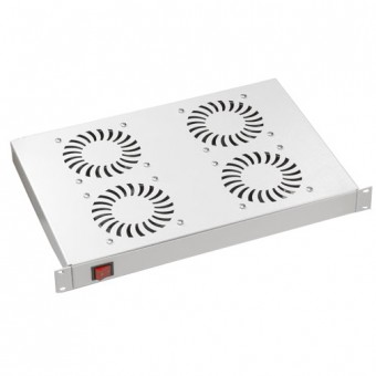 Placa 19” cu 4 ventilatoare, 1U, comutator ON/OFF, RAL7035