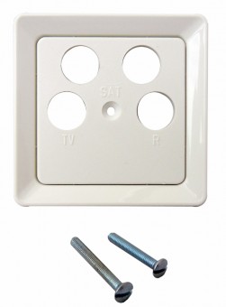 Placa fata priza antena 4 gauri cu bucsa tip F, alb