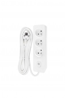 Power strip Pin 3-way, Switch/Shutter, 5m cable, white
