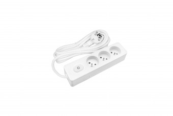 Power strip Pin Type 3-way, Switch/Shutter, 2m cable, white
