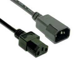 Powercord Extension Cable, C13, Black, 1.8m