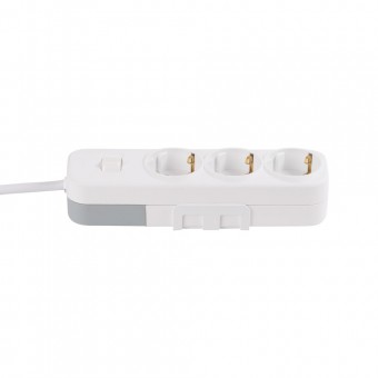 Prelungitor 3 prize Schuko cu întrerupator 3x1,5mm² 3m alb Myra – EL-BI