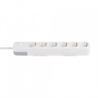 Prelungitor 6 prize Schuko cu întrerupator 3x1,5mm² 3m alb Myra – EL-BI