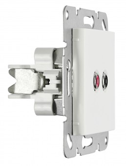 Priza audio Cinch, cleme cu surub, alb