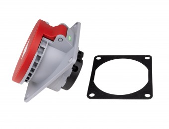 Priza CEE montaj pe panou, 5 poli, 32A 400V IP44, unghi 15°