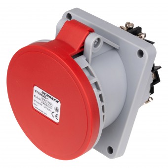 Priza CEE montaj pe panou, 5 poli, 63A 400V IP44, unghi 15°