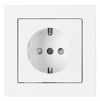 Priza completa, cu protectie, conexiune elastica, alba