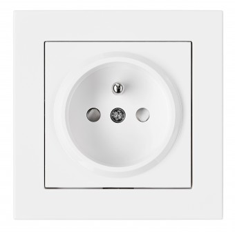 Priza completa, cu protectie si pin PE, alba