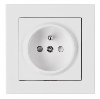 Priza completa, cu protectie si pin PE, alba