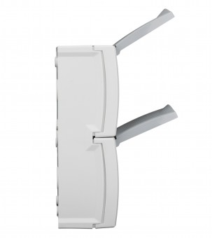 Priza dubla cu pin PE, protectie copii, montaj vert.IP54,gri