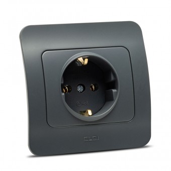 Priza fara contact de protectie 16A antracit Jazz - ELBI