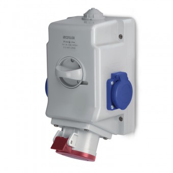 Priza industriala aplicata 3P+N+E+2×Schuko 16A IP44 – SCAME | 513.1657-1DNS