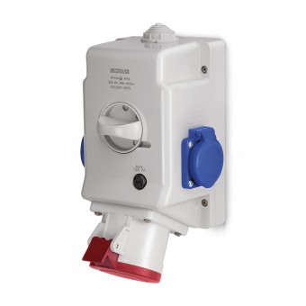 Priza industriala aplicata 3P+N+E+2×Schuko 32A IP44 – SCAME | 513.3257-1DFS