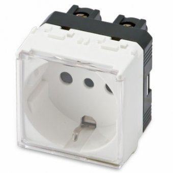 Priza Schuko Capac Alb IP40 2 Module 16A