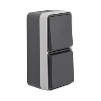 Priza Schuko cu întrerupator vertical aplicata 16A IP55 gri cubyko – HAGER | WNC080