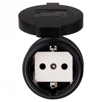 Priza Schuko, rezistenta la impact, 16A IP54 cu capac, tip F