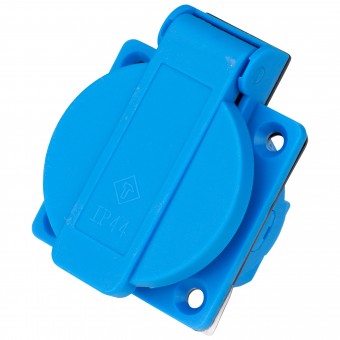 Priza Schuko+capac montaj pe panou, 16A, IP44, conex. elast.