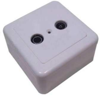 Priza trec.R/TV 2port.,14dB,Cl.A,aplicata,alba