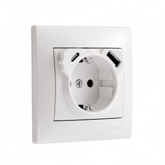 Priza Type C+USB 16A alb Luca – LEZARD