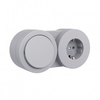 Priza+întrerupator aplicat 16A IP54 gri Xone - OVIVO | 406-240000-910