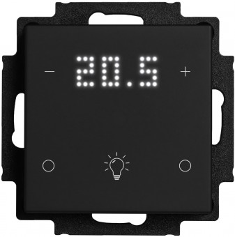 Pushbutton 1-gang, Roomthermostat with Display & Icons, bl